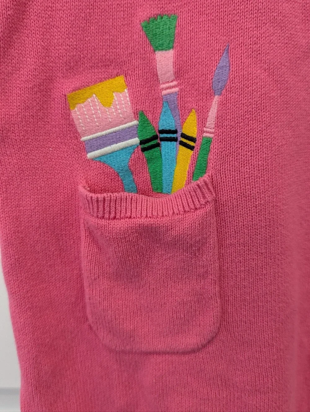 Gymboree Kids Sweater Dress Pink Back To School Embroidered Girls Size Small 6